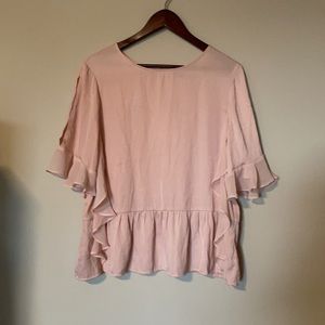 Who what wear dusty rose ruffle peplum blouse L